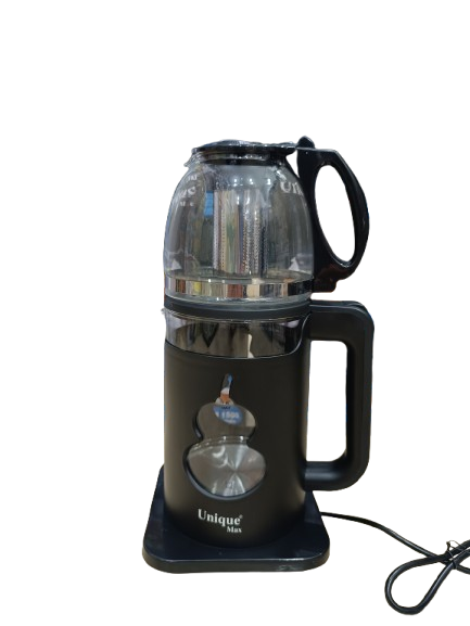 چای ساز یونیک مکس مدل UM-320K توان 1500 وات با کتری شیشه‌ای و پایه چرخشی 360 درجه